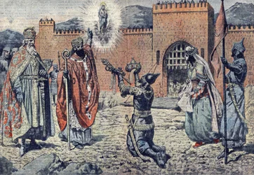 Bovetefursten Mirat dit Lorus, belägrad av Karl den store 778 i sitt slott i Lourdes