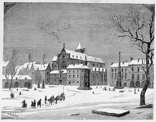 Kyrkan på de oskyldiga kyrkogården 1445 - i "Paris genom århundradena" av H. Gourdon de Kenouillac