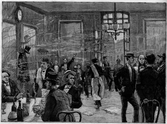 Kaffepojkarna i en anläggning på Rue Montmartre i Paris, I "" den illustrerande världen"" 1886.