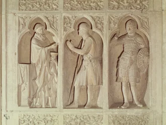 Riddarens nattvard, detalj från långhusets västra ände, 1245-57