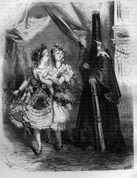 Döttrarna till "harem" av kungen av Frankrike Ludvig XV sa Bien-Aimž (1710-1774). Gravyr i "Histoire des Papes-Rois-Queen and Empereurs a travers les centuries"" av Maurice Lachatre