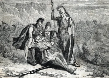 Epaminondas död (418-362 f.Kr.) - (gravyr) 1864