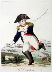 Desertören: braves francais, fortsätt för mig"" - i "Napoleon I", karikatyrer, dummy samling, ca 1814-1815.