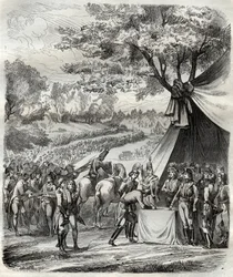 Slutet på Vendéekriget - Hoche undertecknar ett fördrag med bretonerna - Franska revolutionen - Pacifikationen av Vendée - Avtalen i La Mabilais, 20 april 1795 - undertecknade mellan general Hoche och chouanledarna - Undertecknandet av fördraget i La