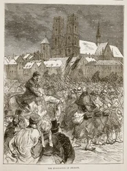 Evakueringen av Orleans, december 1870, illustration från Cassells historia om kriget mellan Frankrike och Tyskland, 1870-1871