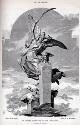 Härlighetskronan Pierre Corneille - teckning av Merwart för "" flaggan - berömd övervakare av League of Patriots"" - 1884