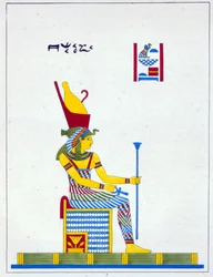 Gudinnan Neith, illustration från Pantheon Egyptien: samling mytologiska karaktärer från det antika Egypten av Jean-Francois Champollion, publicerad ca 1986
