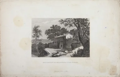 Napoleons hus på ön Elba, graverat av Schroeder