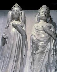 Marmorfyndigheterna av drottning Jeanne av Evreux (1307-1371) och kung Charles IV Le Bel (1294-1328). Det är samma modell som Maubuisson, gjord på order av drottningen av Jean de Liege (känd omkring 1357-1381). Basilica of Saint Denis, kunglig nekropol.