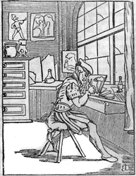 Målaren på glas (Vitripictor) på 1500-talet.