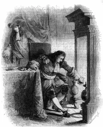 Dramatikern Jean Galbert de Cammistron (1656-1723) korrespondens med hertig Louis Joseph de Vendome (1654-1712). Gravyr från 1856.