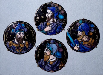 Preux Hector, trojanska hjältar, Judas Macchabee (Maccabee eller Macabee), med smeknamnet hammaren, efterträdare till sin far Matathias (Matathias, Mattathias) i spetsen för judarnas revolt mot förtrycket av Seleuciderna, Karl den Store (742 - 814) ),