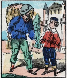 Trasan. Gravyr i "" La chanson des metier"". Epinal avbildning, sent 1800-tal. Privat samling