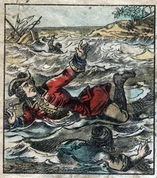 Lemuel Gullivers förlisning. Illustration för "" Gulliver