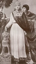Theodora I, ca 500 - 548. Kejsarinna i det romersk-bysantinska riket och hustru till kejsar Justinianus I. Ur Harmsworths världshistoria, utgiven 1908.