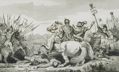 Theodoric slain in Battle Against Attila, nära Chalons, från 