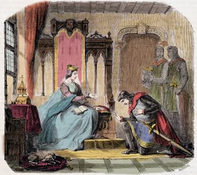 Thibault IV av Champagne (1201-1253) (även känd som Thibault I av Navarra), kom vid foten av drottningen Blanche av Kastilien för att varna henne för faran hon skulle löpa - i "Paris a travers les cuecles" av de Genouillac