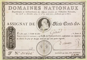 Trehundra livre sedel, 1790 (bläck på papper)