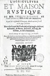 Titelsida av LAgriculture et Maison Rustique, av Charles Estienne, upplaga publicerad 1641 (boktryck och gravyr)