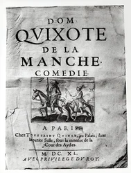 Titelsida från Dom Quixote de La Manche Comedie av Guerin de Bouscal, 1640
