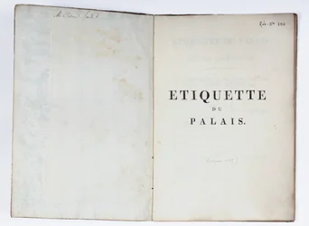 Titelsidan för Etiquette du Palais, Lucca, 1805 (tryckt papper)