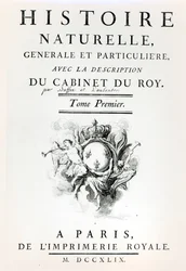 Titelsida för Natural History, General and Specialcular av Buffon, Paris, 1749