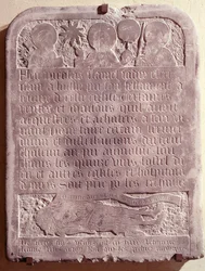 Nicolas Flamels gravsten, ursprungligen från kyrkan Saint-Jacques-de-la-Boucherie, 1418