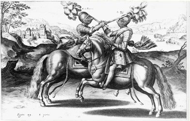 Turneringsscen mellan Henri IV (1553-1610) och Antoine de Pluvinel (1555-1620)