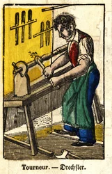 Tourneur - Serie om hantverk. Bild av Epinal från 1800-talet