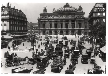 Trafik framför Paris operahus, 1890-99