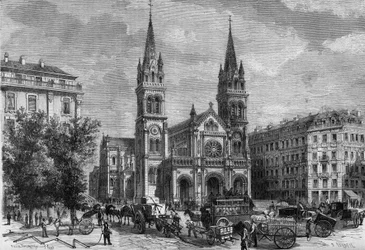 Förvandlingar av Paris under det andra imperiet, Haussmann-Paris: yttre vy av Saint Ambroise-kyrkan (Saint-Ambroise) byggd av Theodore Ballu (1817-1885)