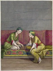 Turkiska flickor, spelar Mangala, 1700-talet