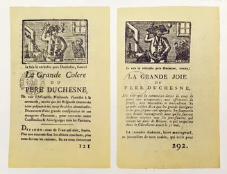 Två sidor från La Grande Colere av Pere Duchesne, 1792
