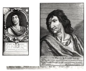 Två porträtt av Savinien Cyrano de Bergerac (1619-55), till höger efter Zacharie Heince (1611-69)