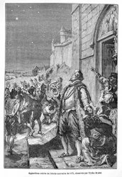 Tycho Brahe ser en ny stjärna (gravyr)