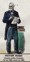 Victor Hugo (1802-1885), fransk författare. I "" Galeriede Kings and Queens of France och berömda karaktärer från 1643 till 1895"" Bild av epinal.