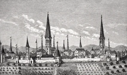 Utsikt över Dortmund, efter en kopparstick i 
