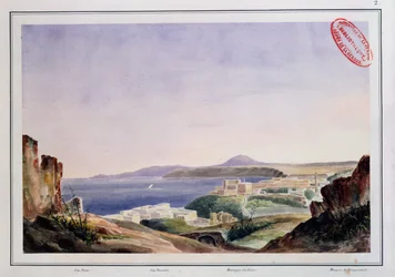 Utsikt över Oran från Gamla Kasbah, ca 1830 (wc på papper)