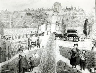 Utsikt över Pere-Lachaise-kyrkogården, tidigt 1800-tal