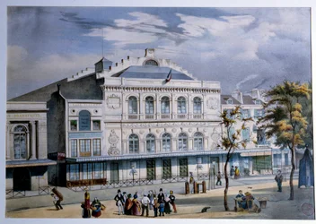 Utsikt över Theatre de la Gaite i Paris Litografi av 1800-talets Paris. Musee Carnavalet