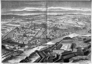 Utsikt över staden och citadellet i Alexandria i Italien