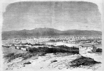 Utsikt över staden Damaskus, Syrien