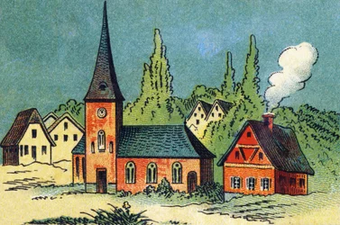By. Gravyr i "ABC obeställbar på lackerad duk". A. Capendu, redaktör, Paris, sent 1800-tal. Barnbokhandel illustrerad. 8 sidor. Mått: 21,5x18cm.