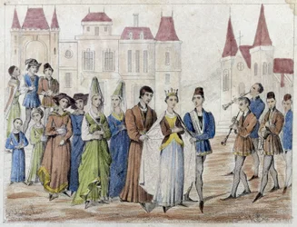Bybröllop under Karl V - Gravyr 1800-talet.