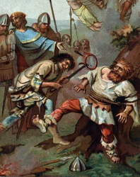 Jacqueries våld mot den franska adeln (1358). Kromolitografi omkring 1890.