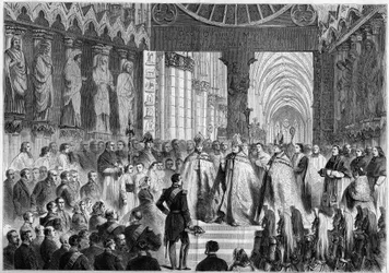Besök av Napoleon III (1808-1873) och Impress Eugenie (1826-1920) i Reims