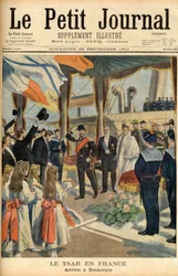 Besök av tsar Nicholas II av Ryssland i Frankrike Första sidan i tidningen "Le Petit Journal" den 29 september 1901 (gravyr)