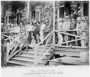 Vicomte Ferdinand de Lesseps (1805-94) och den internationella kommissionens besök vid Culebra-sektionen av Panamakanalen, 1886