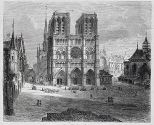 Utsikt över Notre-Dame de Paris - i ""Paris genom århundradena"", av H. Gourdon de Genouillac, red. F. Roy, Paris