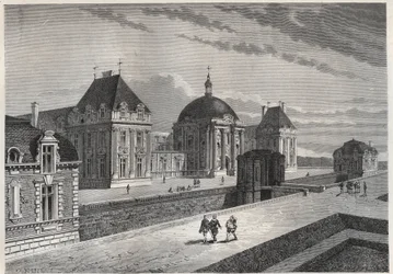 Utsikt över Chateau Royal de Monceaux - gravyr från "" Frankrikes historia berättad för mina barnbarn"" - av Francois Guizot - 1872-1876